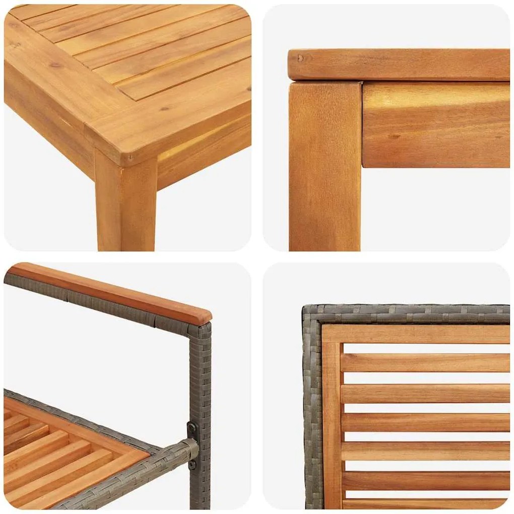 Conjunto de Jantar para Jardim 3 pcs Cinzeto 110 x 110 x 75 cm