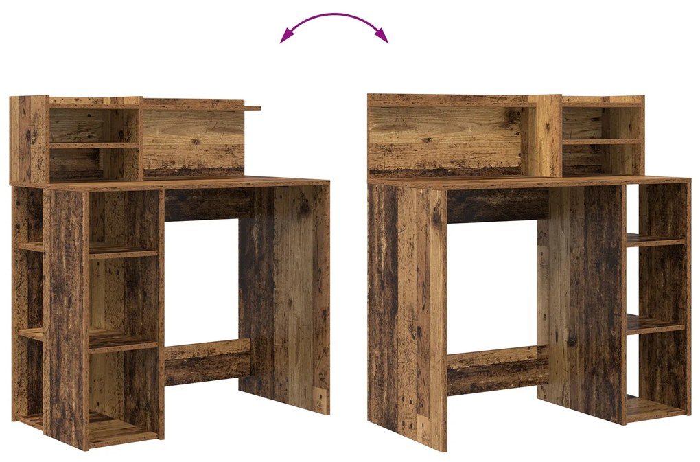 Mesa com Armazenamento Madeira Antiga 90x48x101.5 cm Madeira engenheir