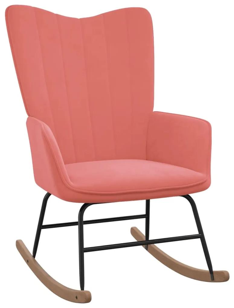 327747 vidaXL Cadeira de baloiço veludo rosa
