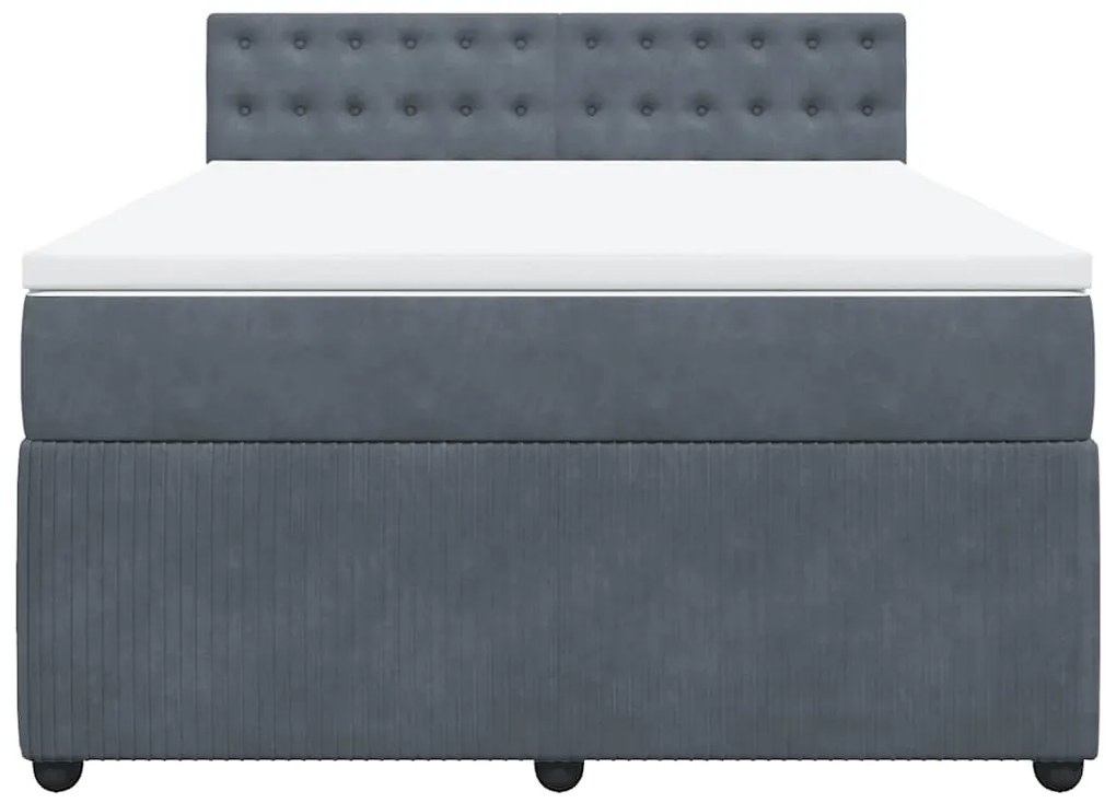 Cama com molas/colchão 140x200 cm veludo cinzento-escuro