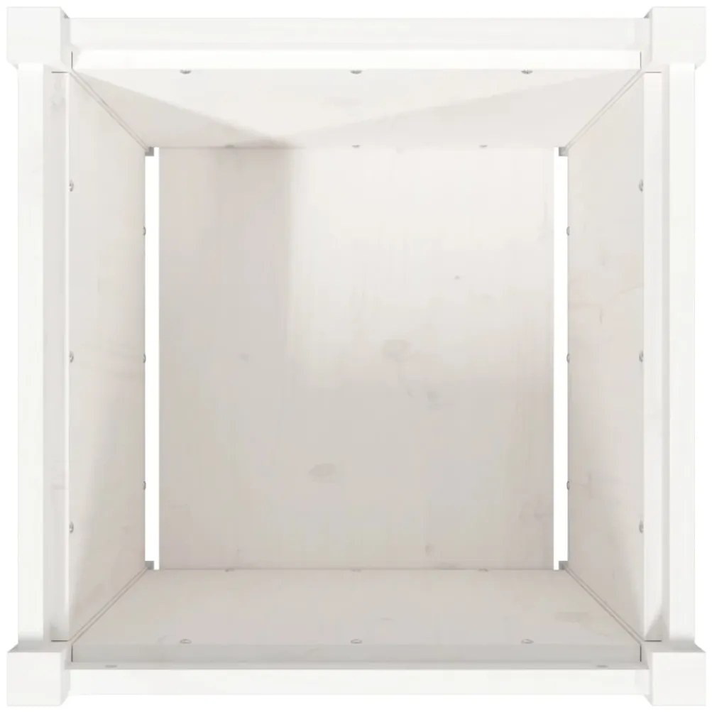 Vaso/floreira de jardim 50x50x50 cm pinho maciço branco