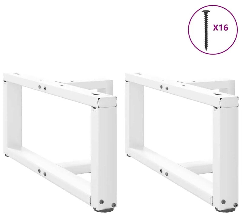 Pés para mesa de centro em forma de T, 2 peças, branco, 60x25x(30-31)