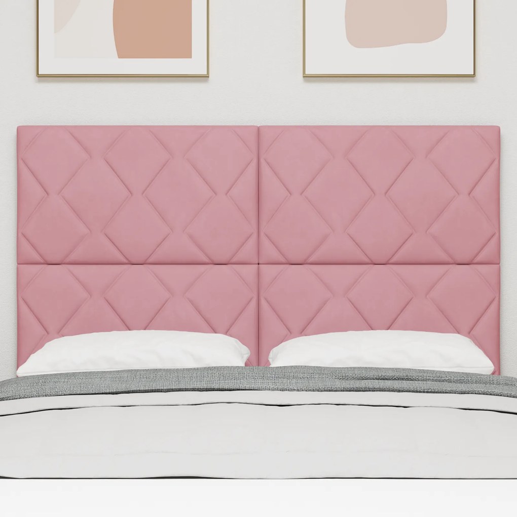 Cabeceira Design de Blocos de Diamante Rosa 140 cm Veludo
