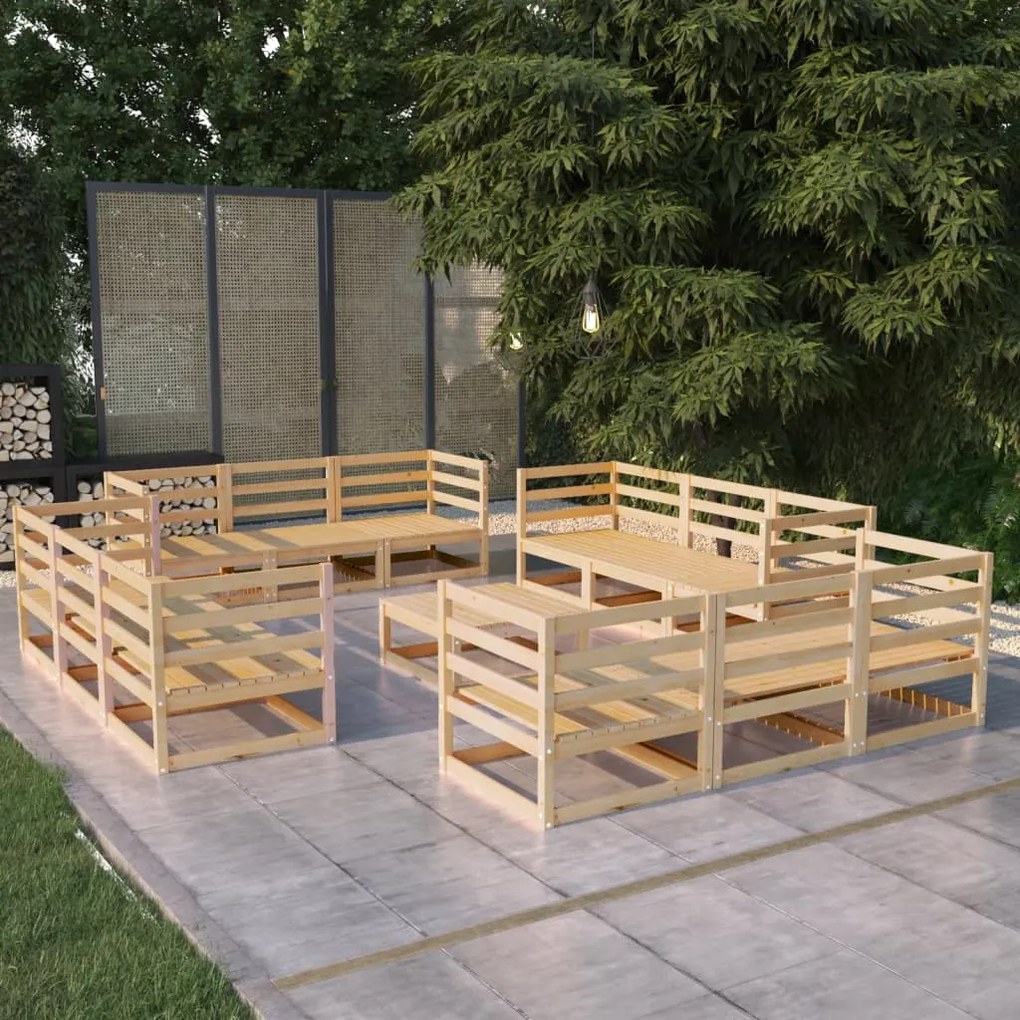 vidaXL 13 pcs conjunto lounge de jardim pinho maciço