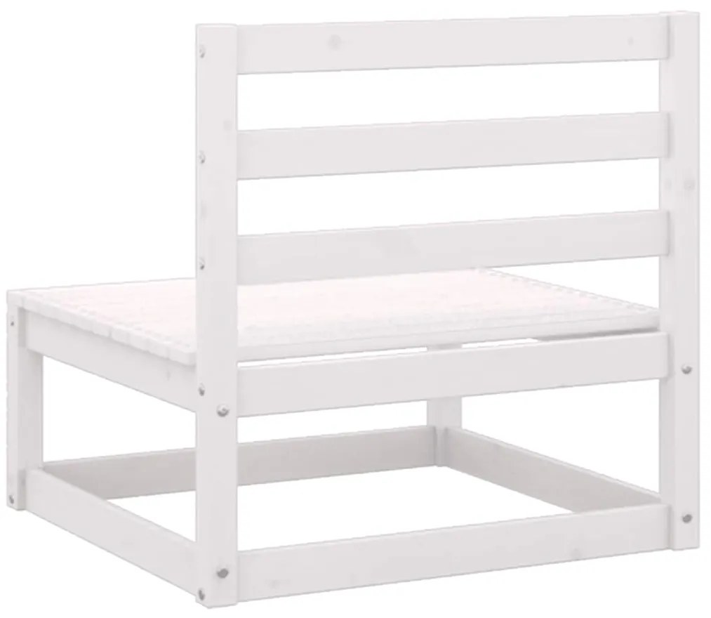 3 pcs conjunto lounge jardim c/ almofadões pinho maciço branco