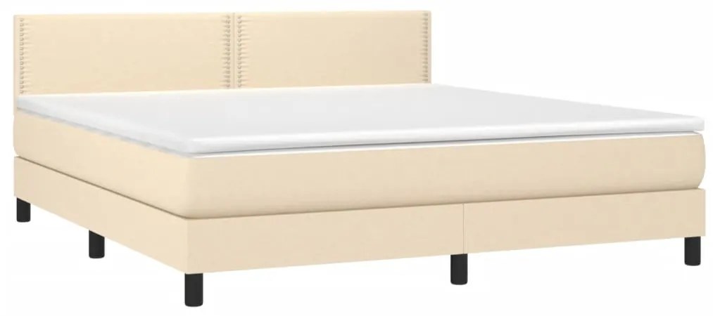 Cama box spring c/ colchão e LED 180x200 cm tecido cor creme