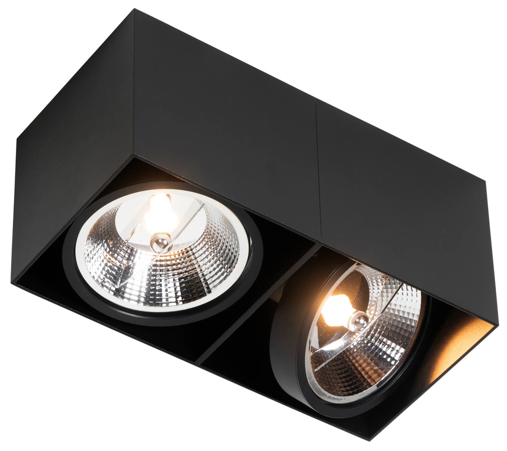 Projetores de design preto retangular AR111 2 luzes - Box Design