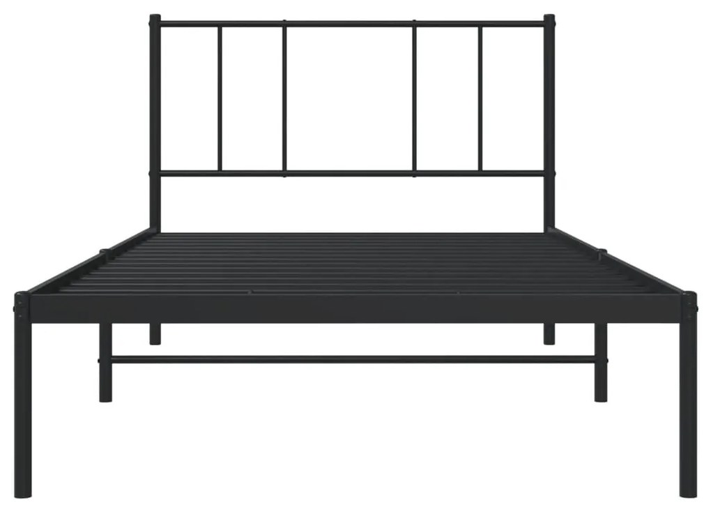Estrutura de cama metal s/ colchão c/ cabeceira 75x190 cm preto