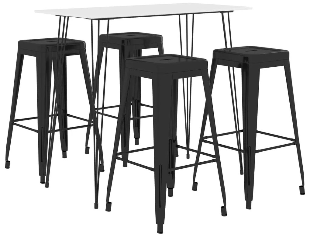5 pcs conjunto de bar branco e preto
