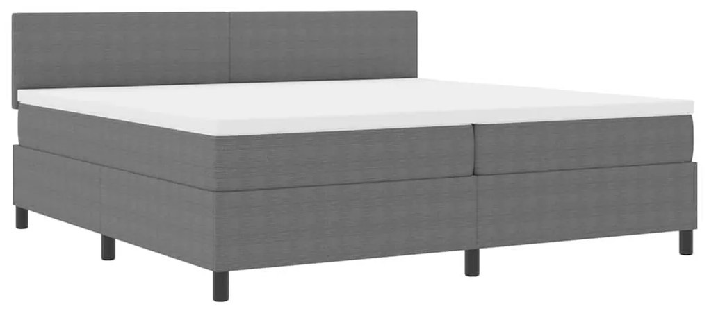 Cama Box Spring com Colchão &amp; LED Cinza 200x200 cm Tecido de Veludo Co