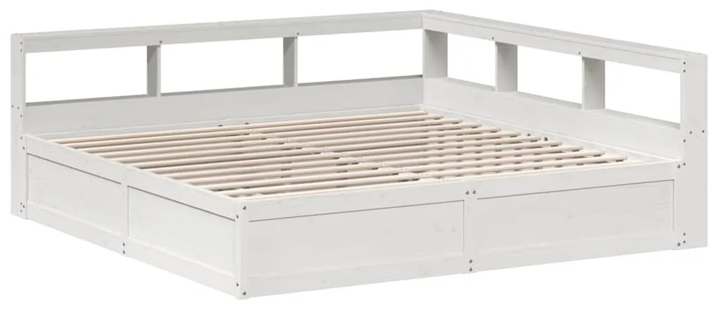 Cama com estante sem colchão 180x200 cm pinho maciço branco