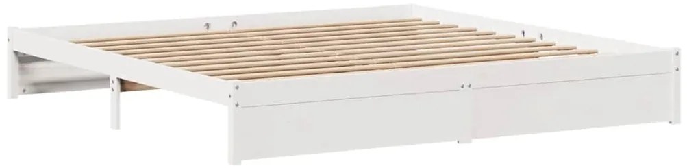 Cama sem colchão 200x200 cm madeira de pinho maciça branco