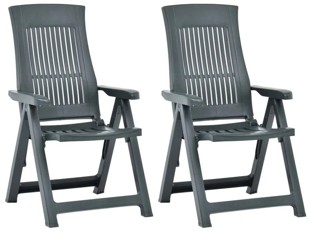 48764 vidaXL Cadeiras de jardim reclináveis 2 pcs plástico verde