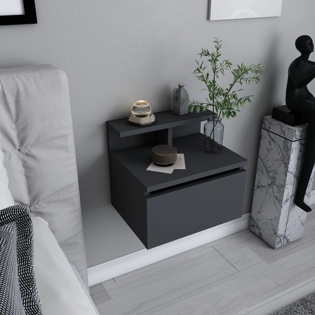 Mesa de Cabeceira Alice – Antracite – 39,8x31,9x35 cm