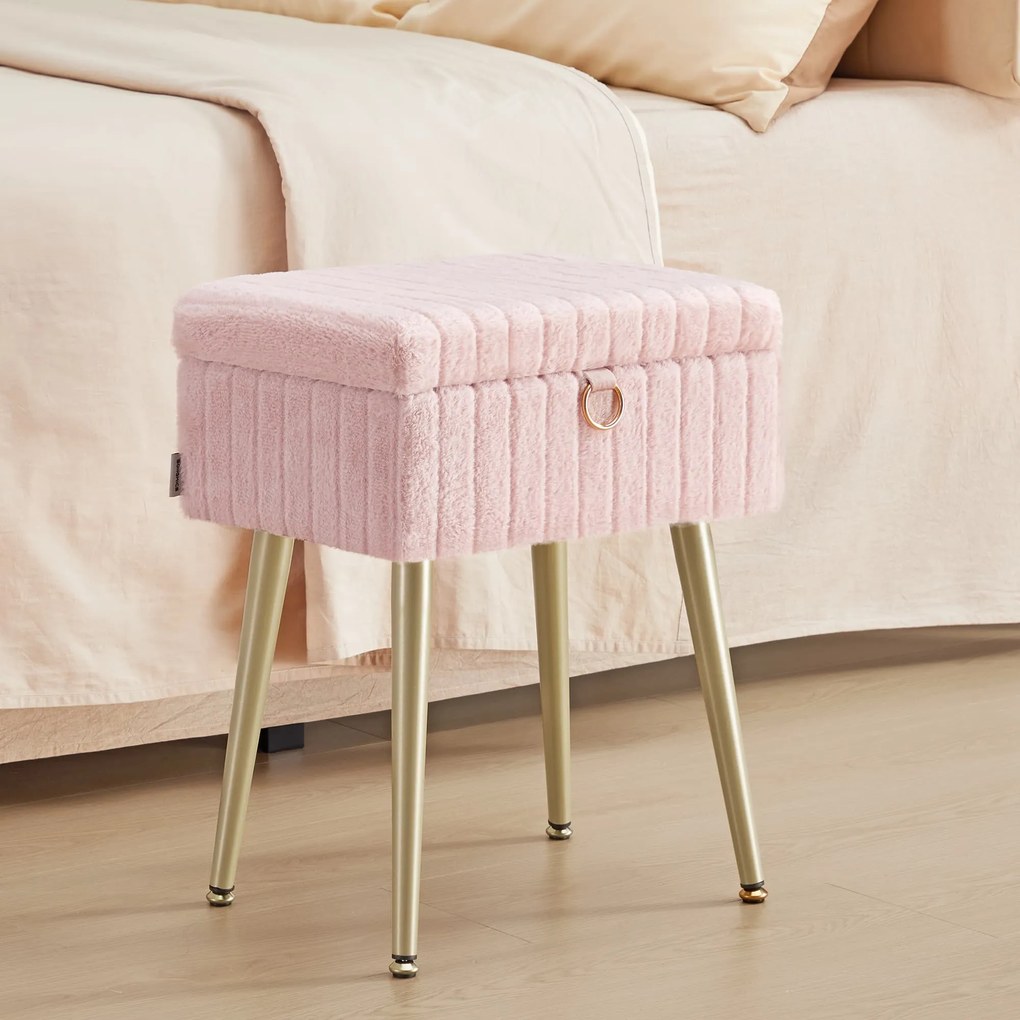 Banco para toucador com espaço de arrumação 30 x 40 x 50 cm Rosa
