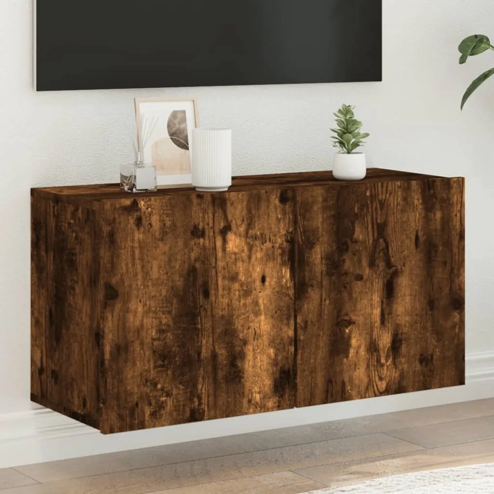 vidaXL Móvel de parede para TV 80x30x41 cm carvalho fumado