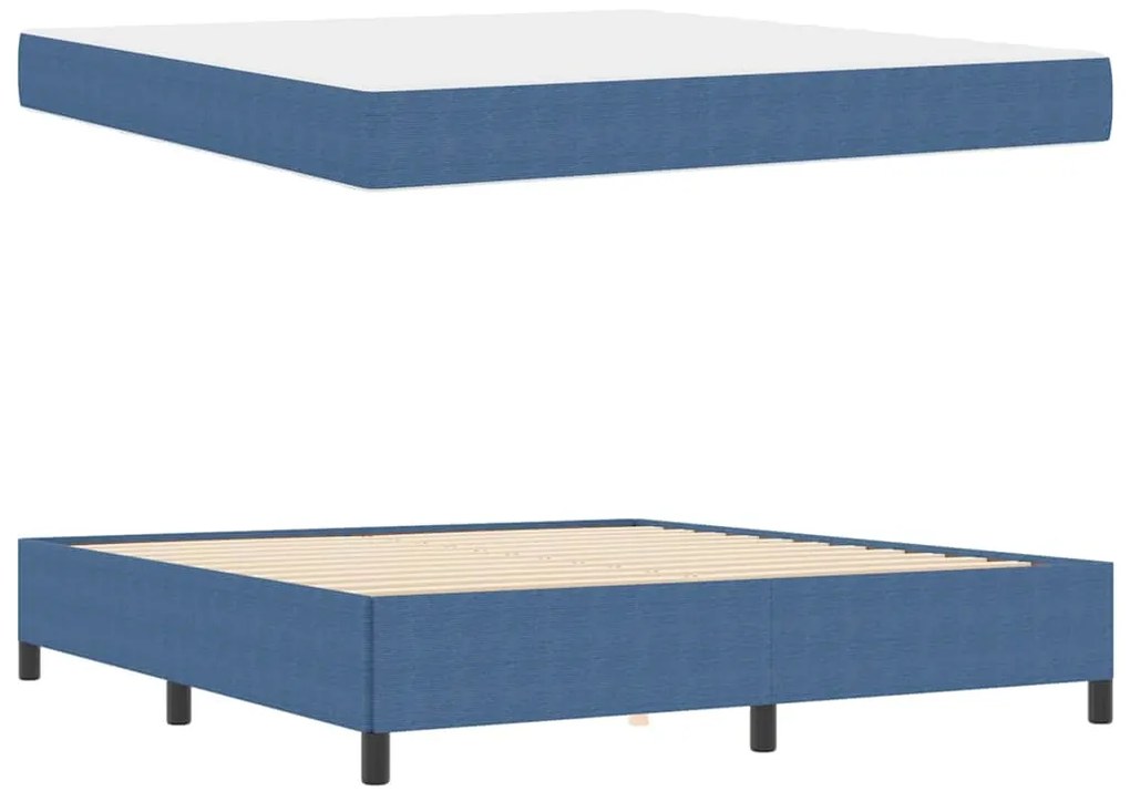 Estrutura da Cama Azul 180 x 200 cm Tecido de veludo côtelé