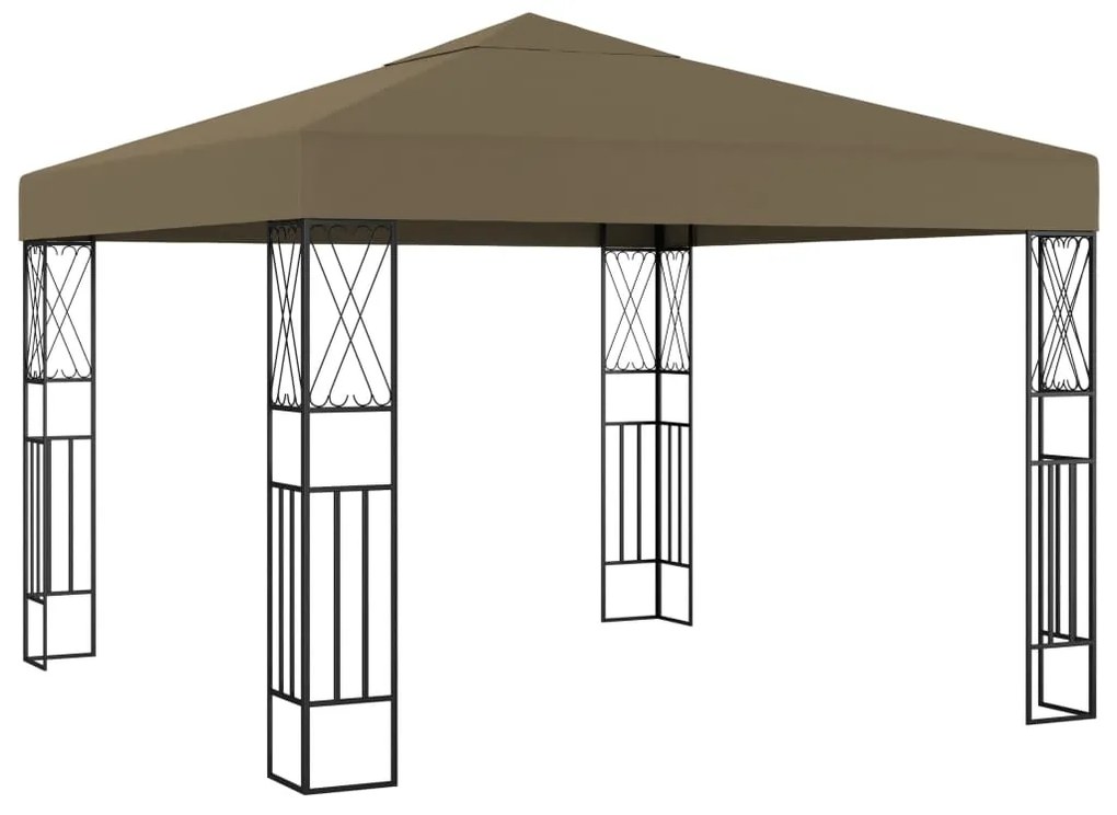 vidaXL Gazebo 3x3 m tecido cinzento-acastanhado