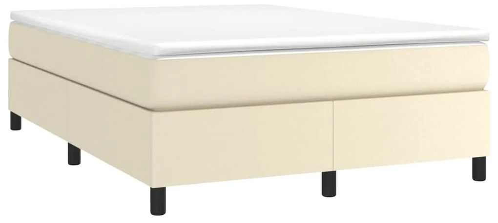 Estrutura de cama 140x190 cm couro artificial cor creme