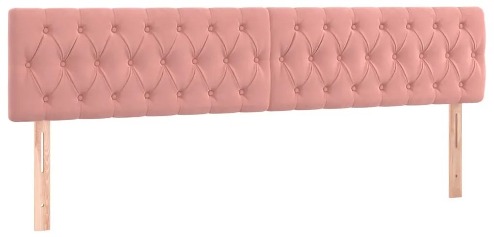 Cabeceira de cama c/ luzes LED veludo 180x7x78/88 cm rosa