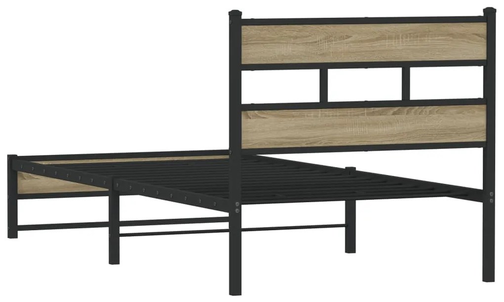 Estrutura de cama sem colchão 90x200 cm metal carvalho sonoma
