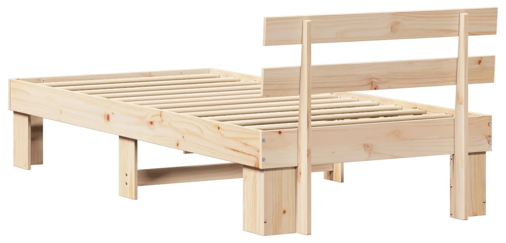 Estrado de Cama com Cabeceira 90x200 cm Madeira Maciça Pinho