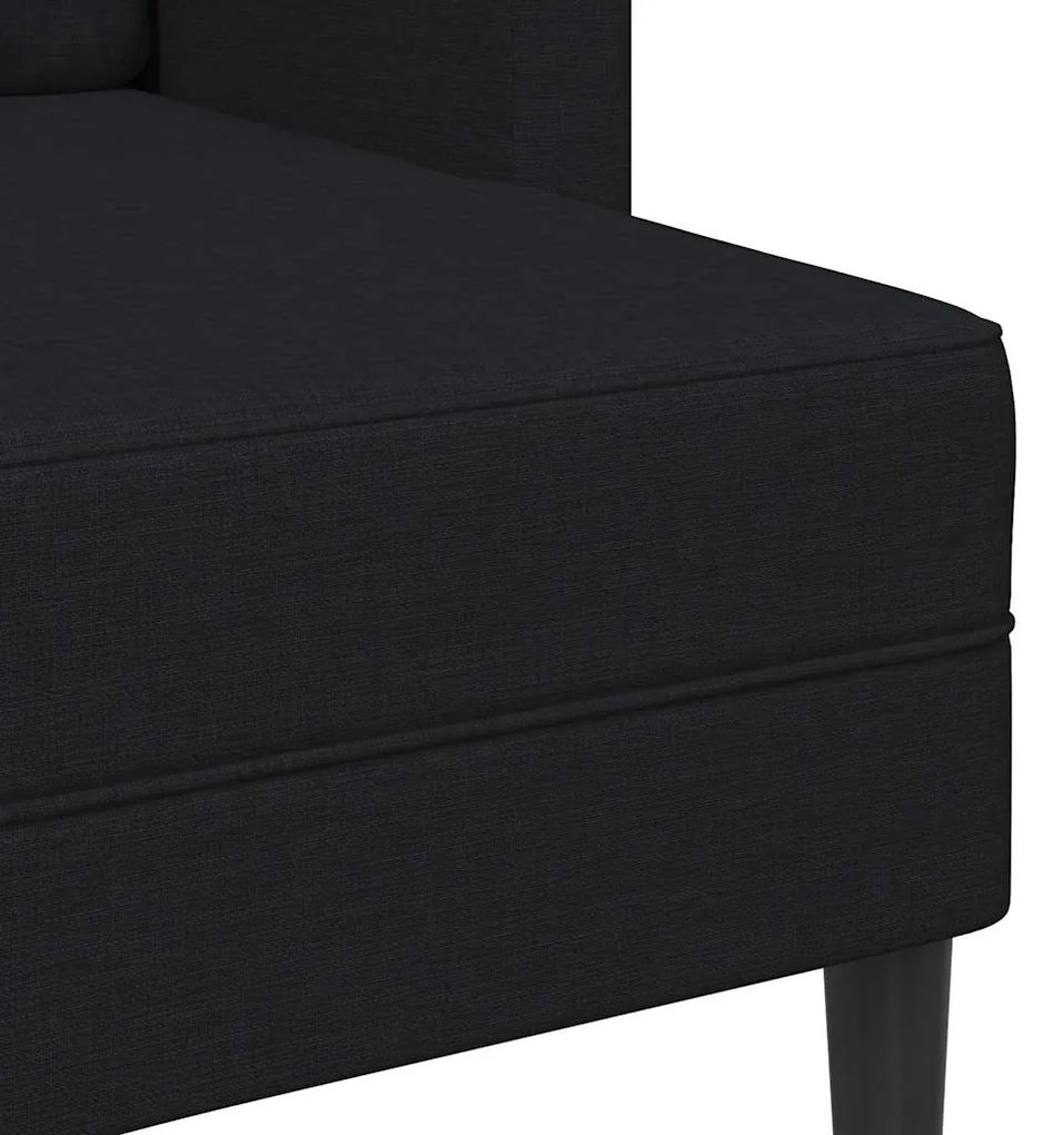 Sofá 2 lugares com Chaise em L 125 cm tecido preto