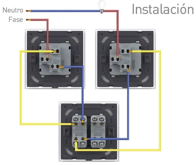 Interruptor cruzado duplo, moldura preto