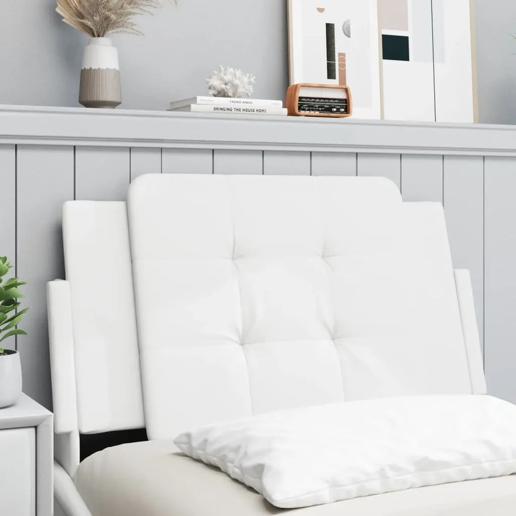 vidaXL Almofadão de cabeceira 80 cm couro artificial branco