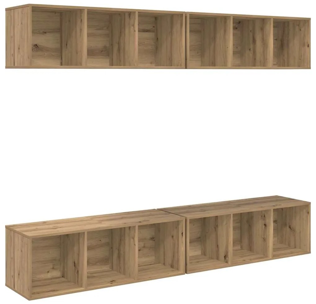 Gabinete de TV de Parede 4 pcs carvalho artisiano