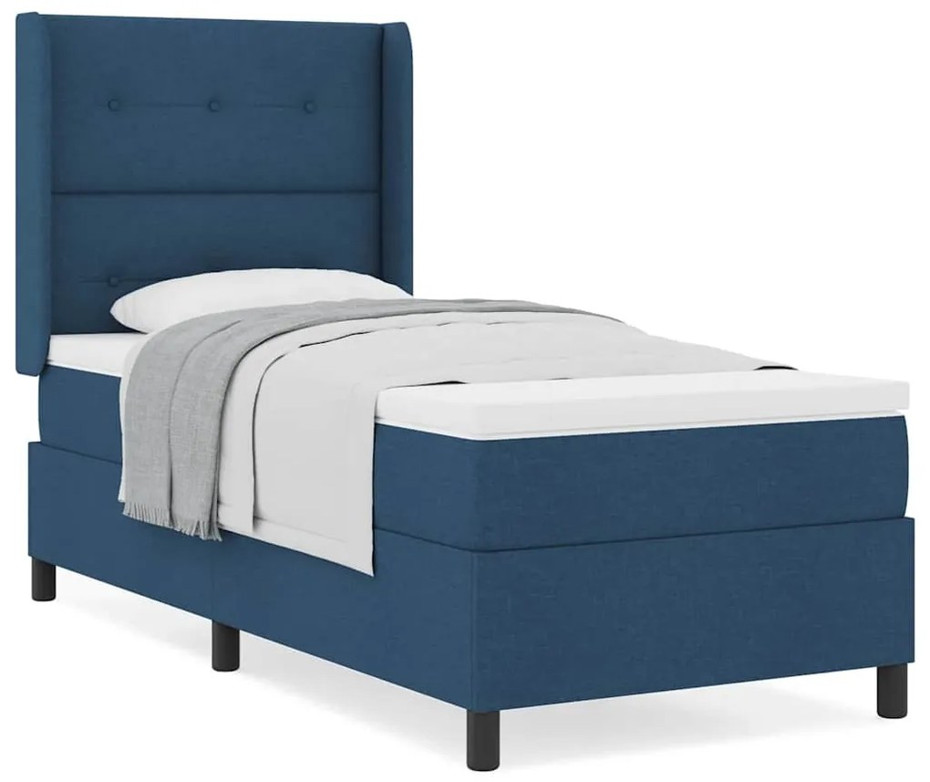 Cama Box com Colchão Azul 80x200 cm em Tecido
