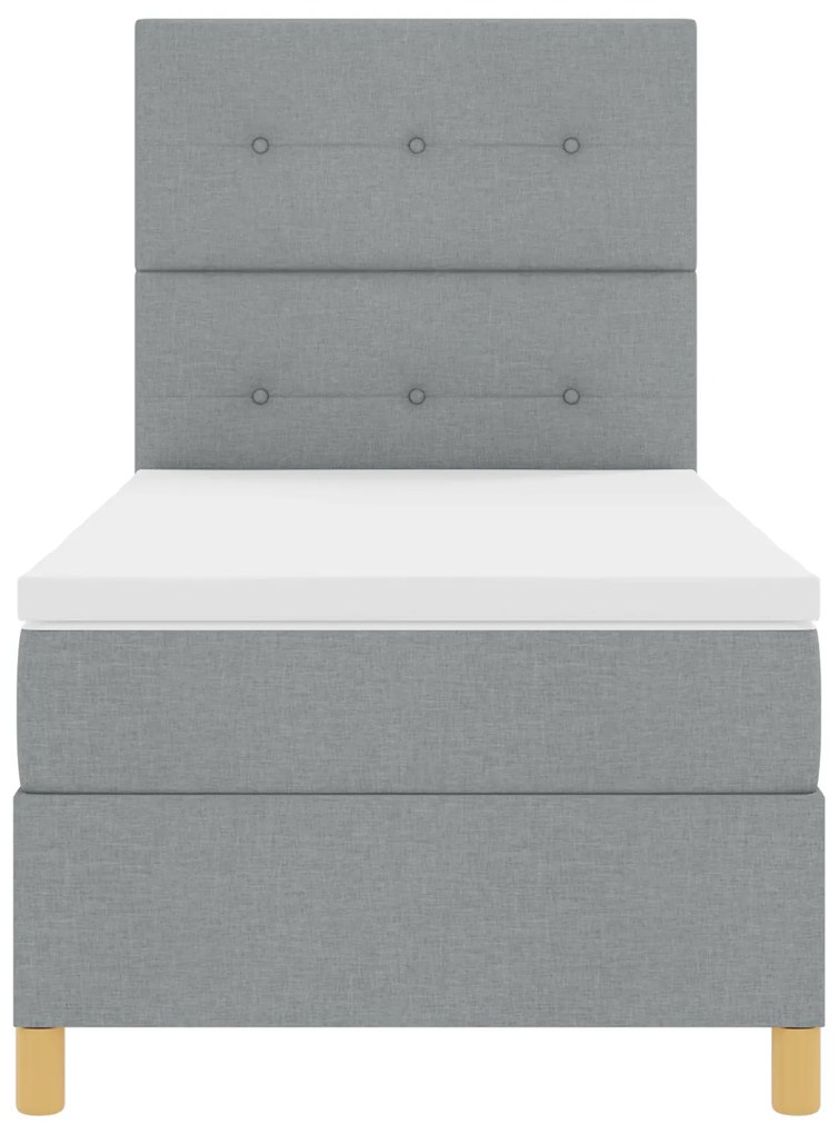 Cama Box Spring com Colchão Cinza Claro 100x200 cm Tecido