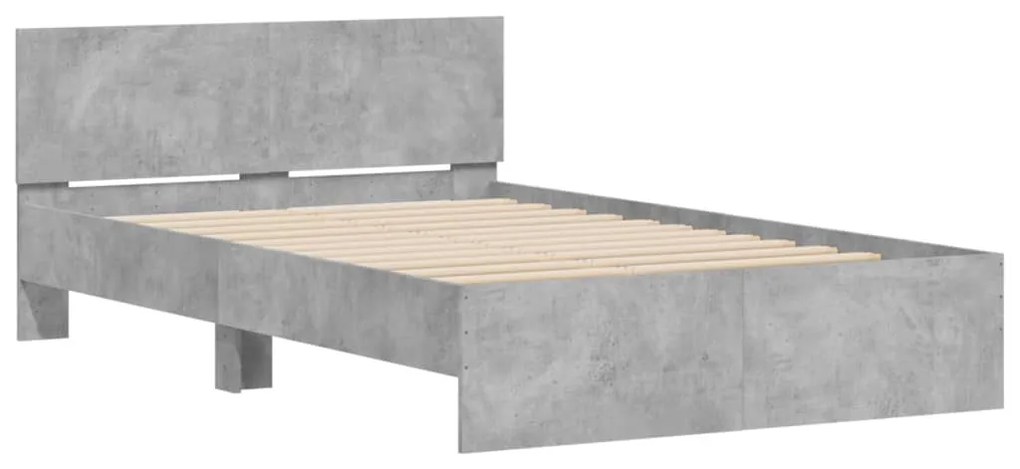Estrutura de cama com cabeceira 120x190 cm cinzento cimento