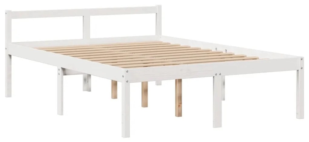 Cama com estante sem colchão 140x200 cm pinho maciço branco