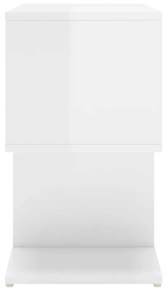 Mesas de cabeceira 2pcs 50x30x51,5cm contrapl. branco brilhante