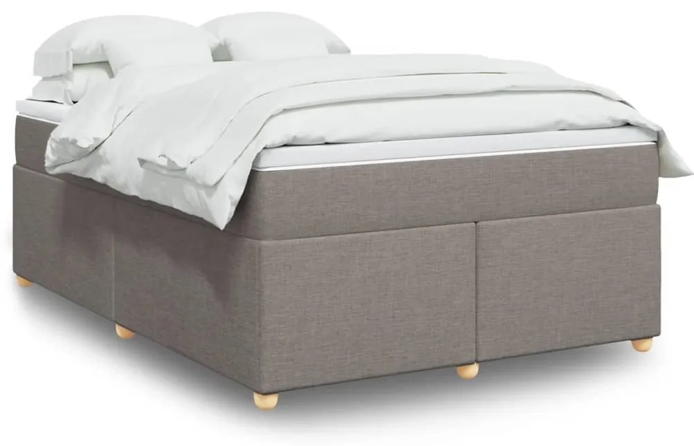 vidaXL Cama com molas/colchão 140x190 cm tecido castanho-acinzentado