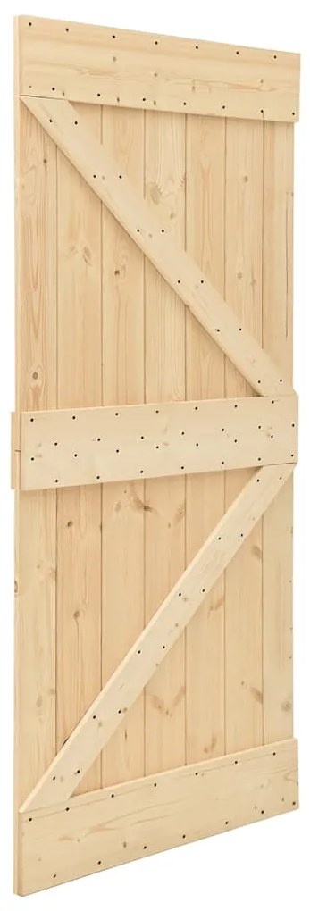 Porta de correr com ferragens 80x210 cm madeira de pinho maciça