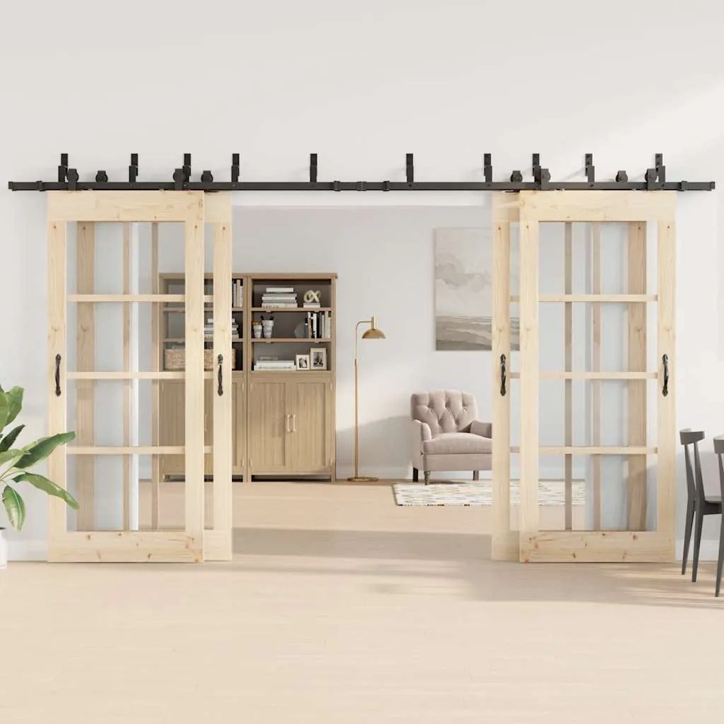 Kit de ferragens para porta deslizante 400 cm aço preto