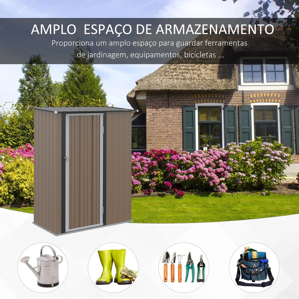 Abrigo de Jardim em Aço Galvanizado – 142x84x189 cm | Armazenamento Se