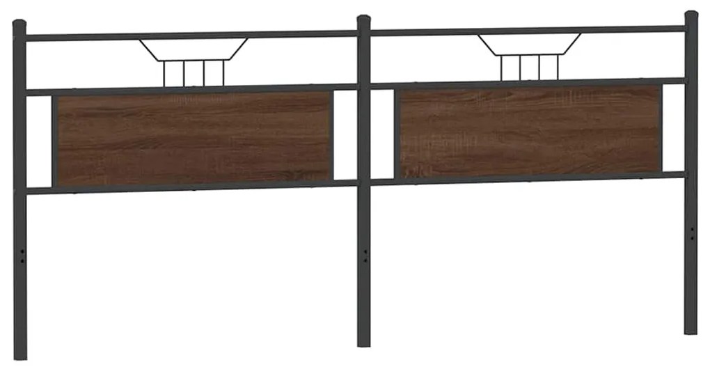 Cabeceira de cama 200cm derivados madeira/aço carvalho castanho
