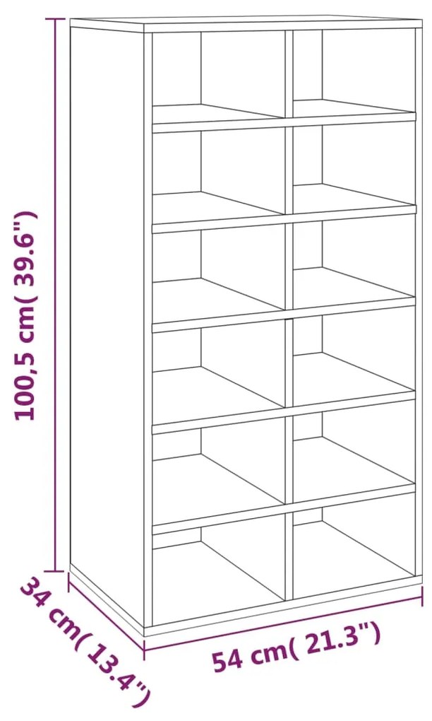 Sapateira Henny - Com 12 Compartimentos - Cor Castanho - 54x34x100,5 c