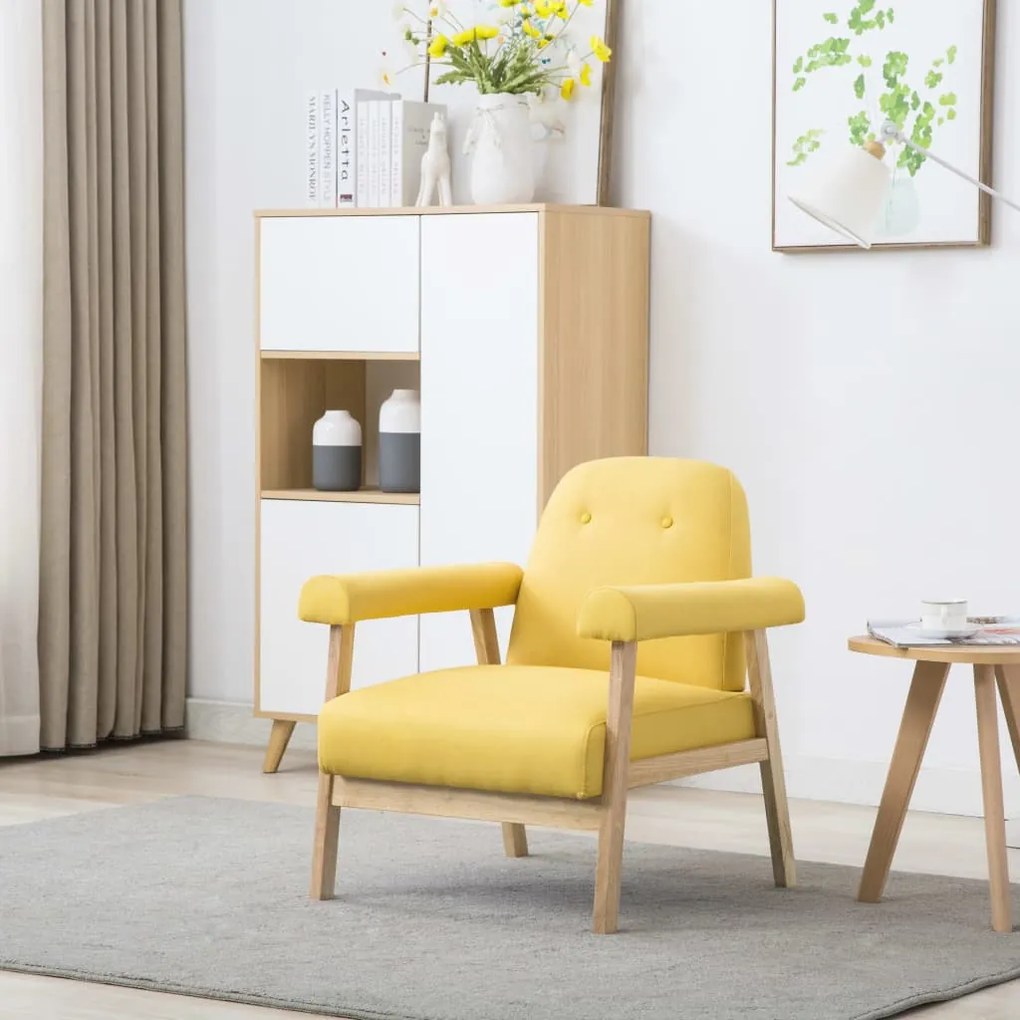 vidaXL Poltrona em tecido amarelo