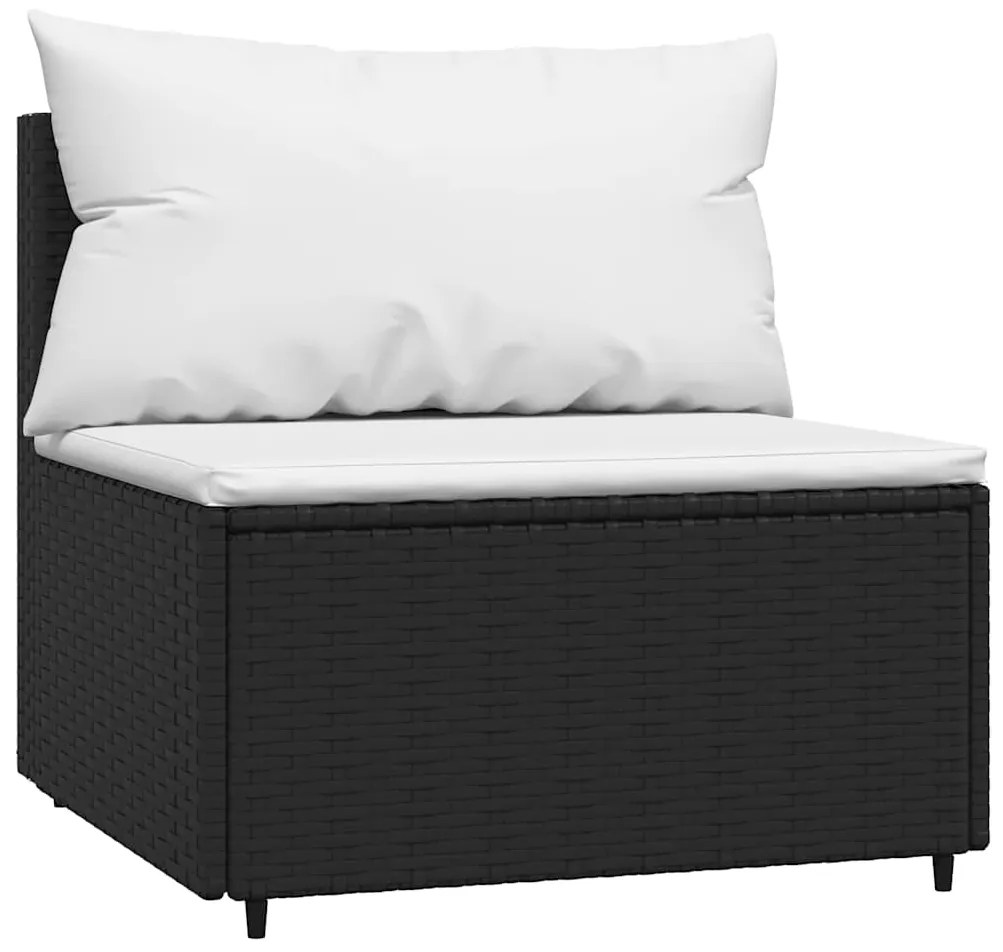 4 pcs conjunto lounge de jardim c/ almofadões vime PE preto