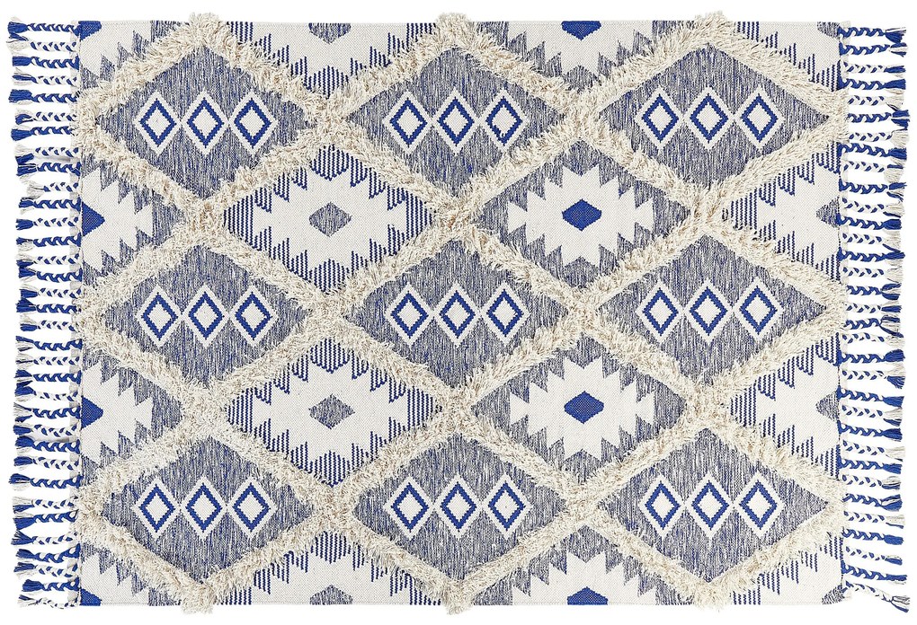 Tapete de algodão creme claro e azul 140 x 200 cm MANAVGAT Beliani