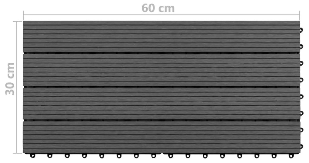 Ladrilhos de pavimento 6 pcs WPC 1,08m² 60x30 cm preto