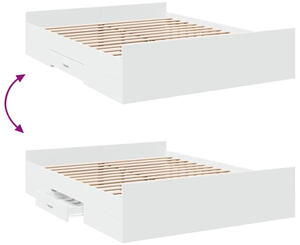 Estrutura de cama c/ gavetas 160x200cm derivados madeira branco
