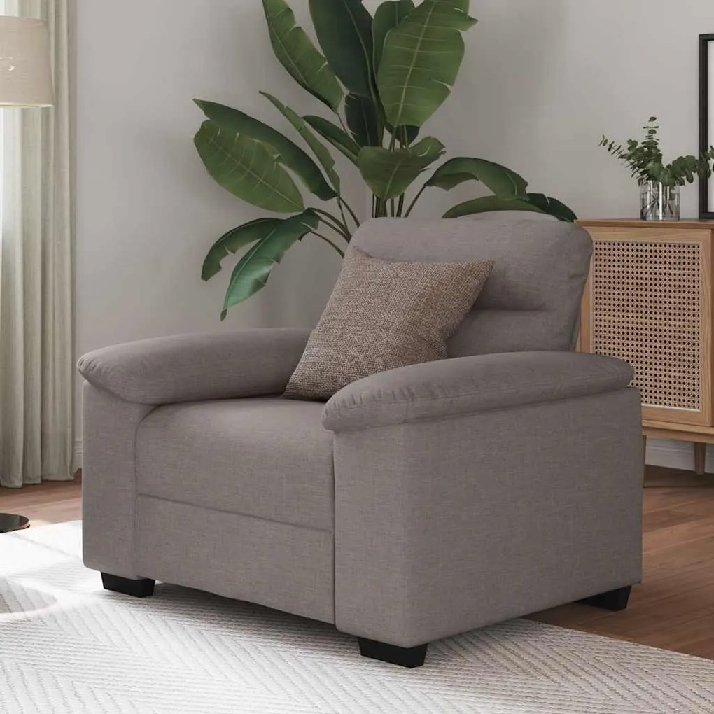 Poltrona tecido 60 cm cinzento-acastanhado