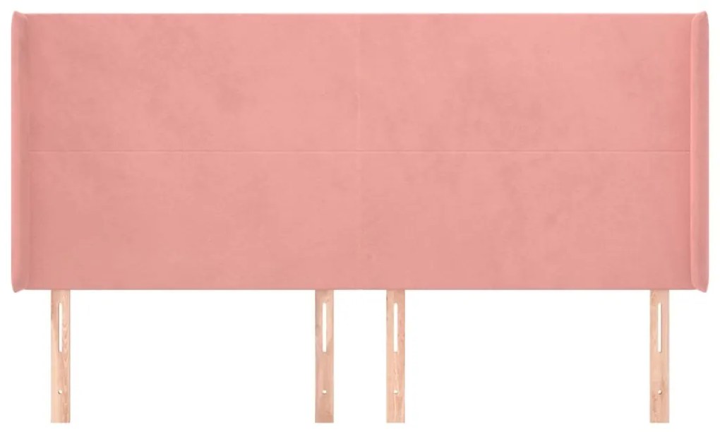 Cabeceira cama c/ abas veludo 183x16x118/128 cm rosa