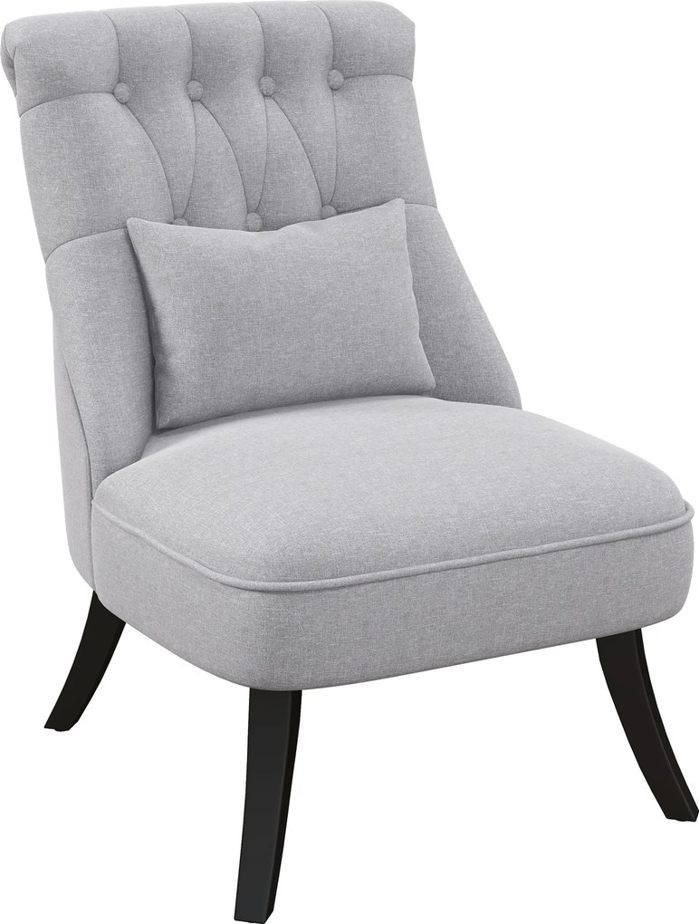 Poltrona de Sala de Estar Moderna Estofado em Linho com Almofada e Estrutura de Madeira 52,5x69x77 cm Cinza