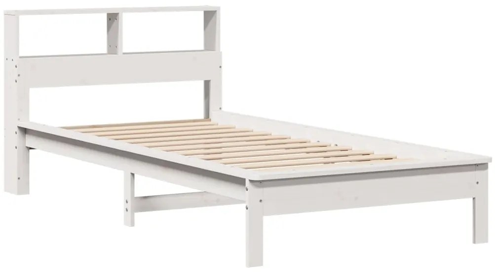 Cama com estante sem colchão 100x200 cm pinho maciço branco